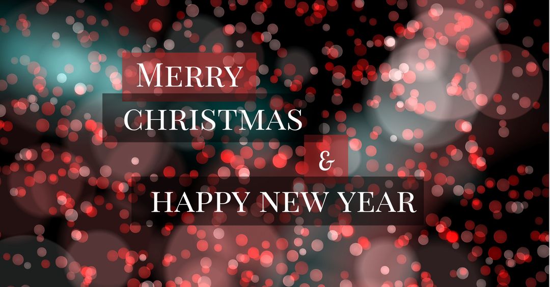 Festive Bokeh Lights with Merry Christmas and New Year Greeting
