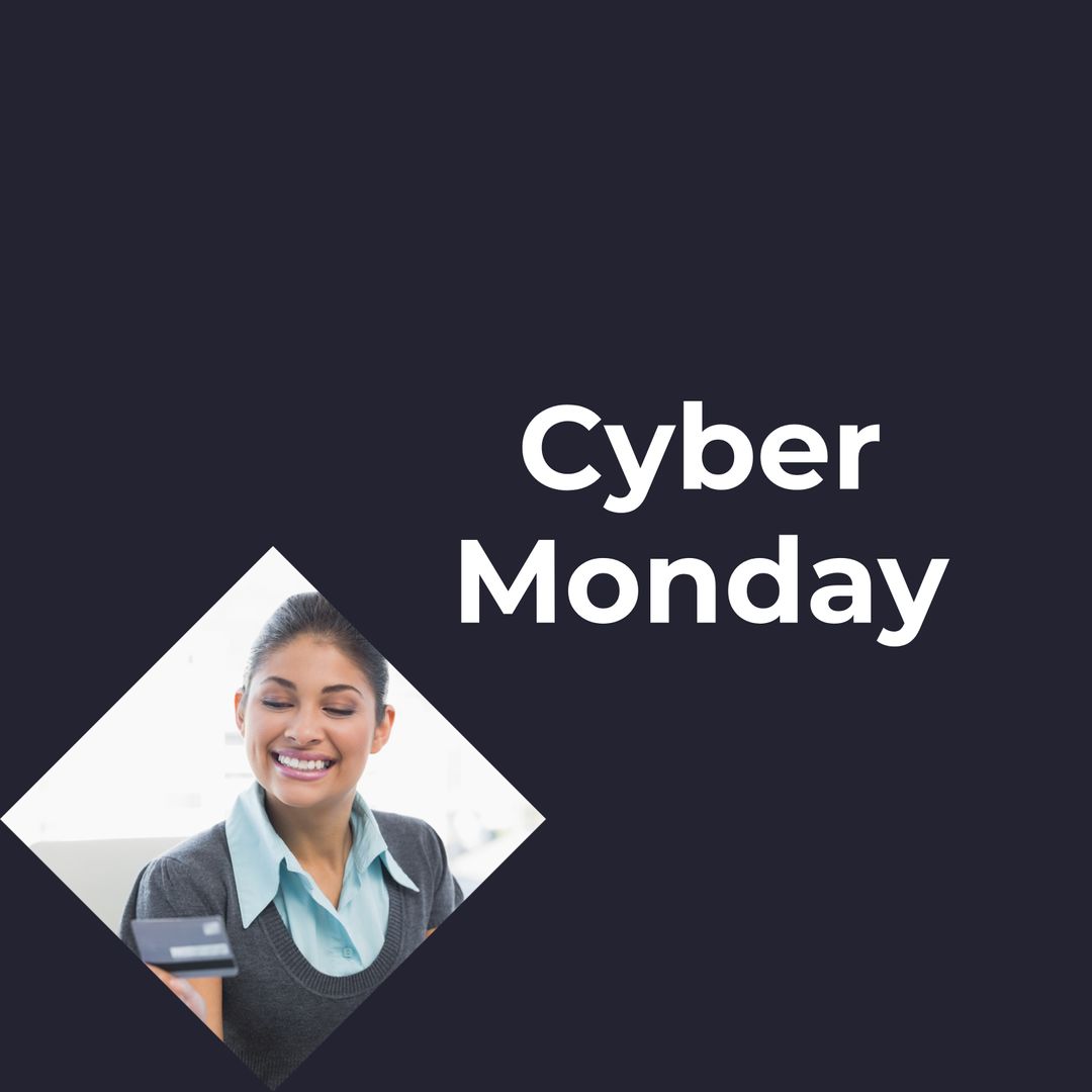 Cyber Monday Online Shopping Joyful Customer with Credit Card