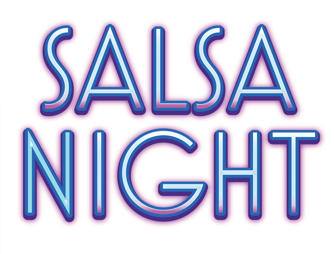 Salsa Night Neon Text Art on Transparent Background