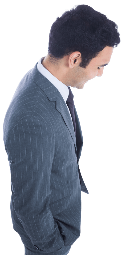Transparent Image of Businessman Looking Down in Suit
