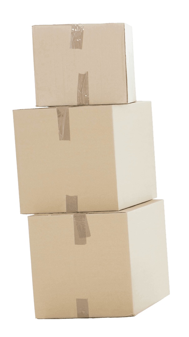 Stack of Corrugated Cardboard Boxes on Transparent Background