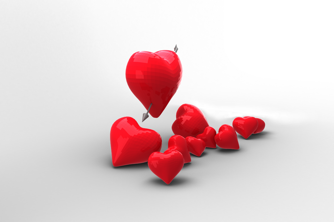 3D Red Hearts and Cupid's Arrow on Transparent Background - Download Free Stock Images Pikwizard.com