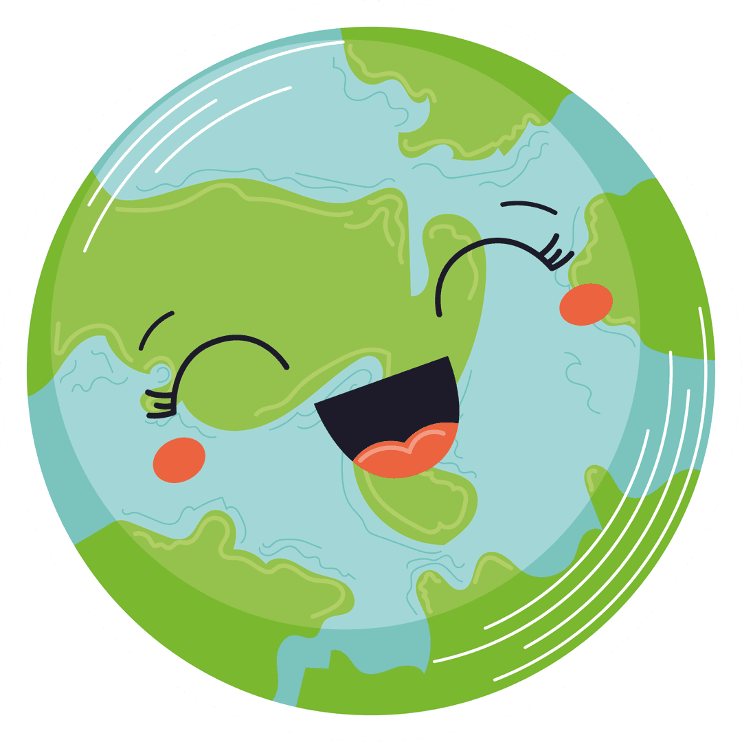 Smiling Globe with Rosy Cheeks on Transparent Background