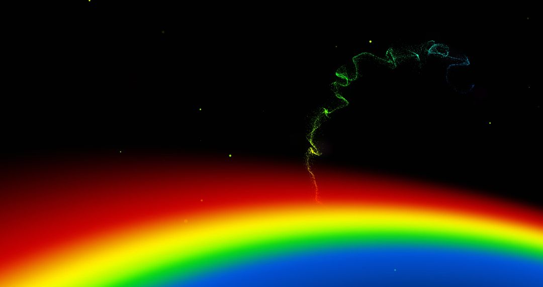 Vibrant Rainbow and Dynamic Light Trail on Black Background