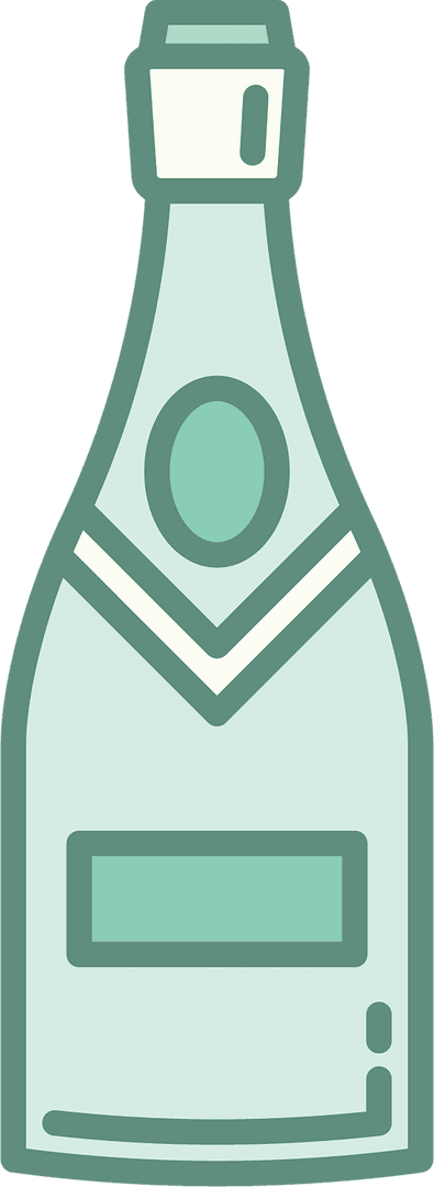 Digital Illustration of Champagne Bottle on Transparent Background