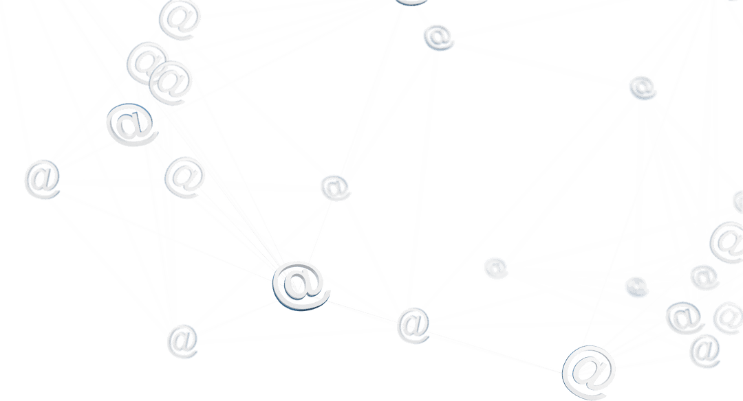 Digital network nodes with at symbols on transparent background