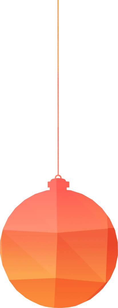 Red Geometric Christmas Ball on Transparent Background