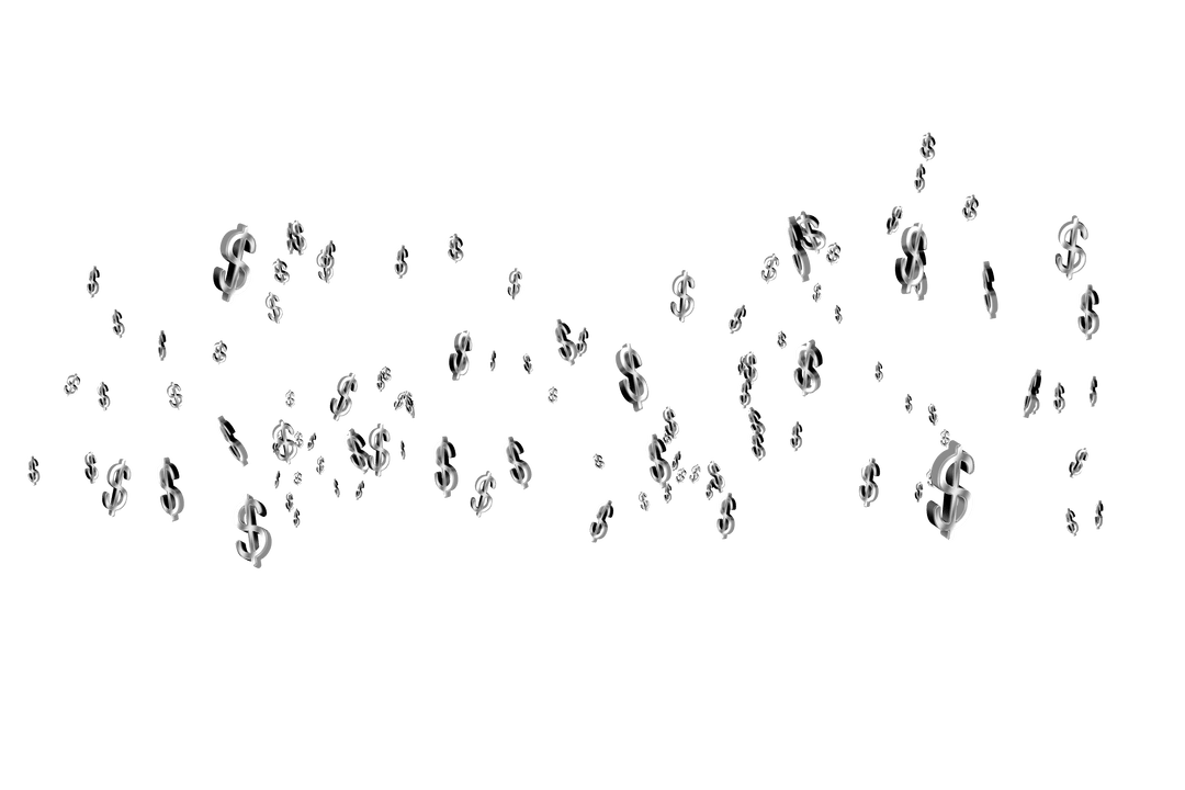 Scattered Dollar Symbols on Transparent Background for Finance Theme
