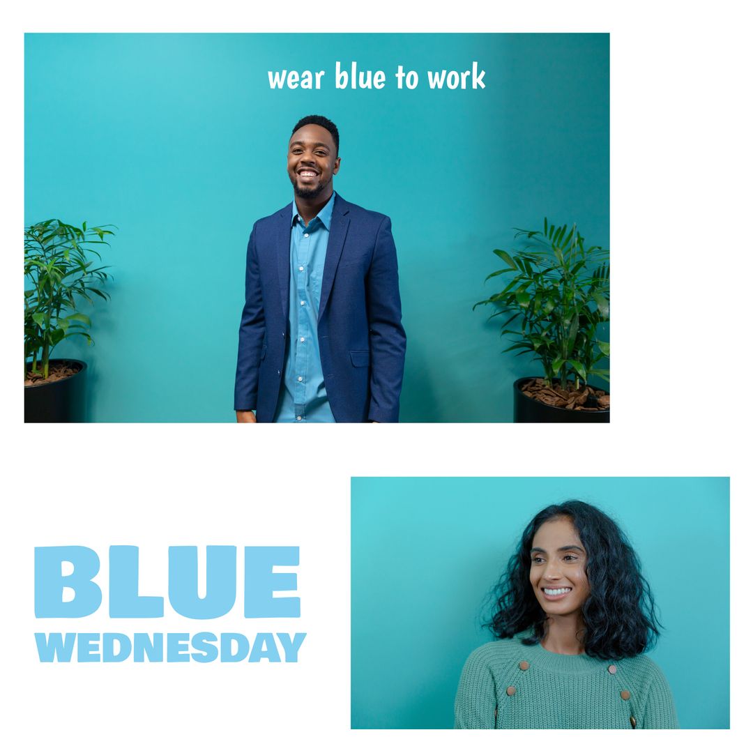 Colleagues Embracing Blue for Workplace Awareness