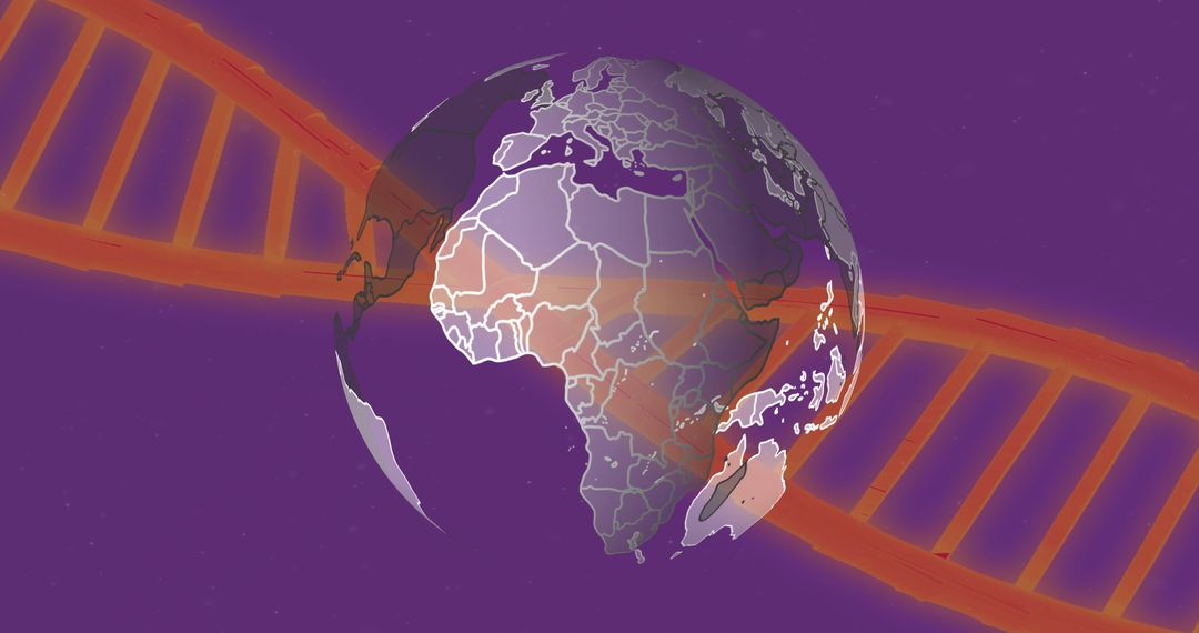 Planetary Innovation: Earth Surrounded by DNA Helix in Futuristic Design