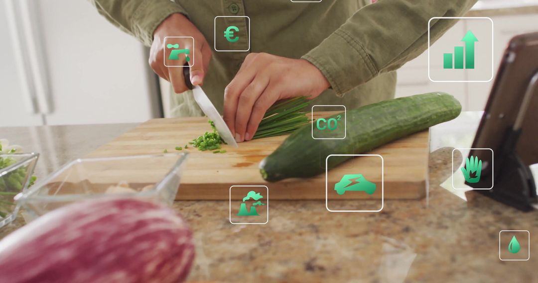 Modern Cooking with Digital Augmentation in Minimalist Kitchen