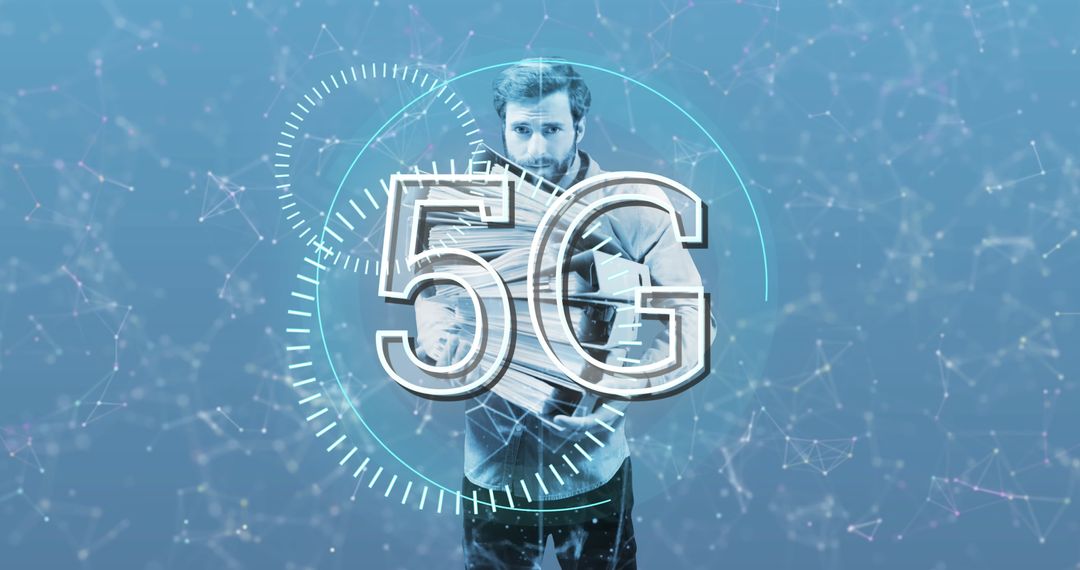 Man with Digital Interface and 5G Technology Connectivity