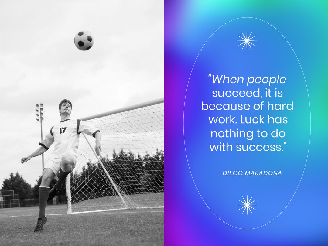 Inspirational Football Quote with Action Photo of Caucasian Soccer Player - Download Free Stock Templates Pikwizard.com