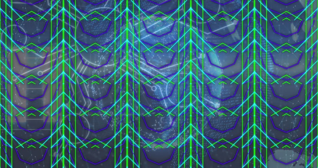 Futuristic Digital Interface with Neon SH apes and Circuit Patterns