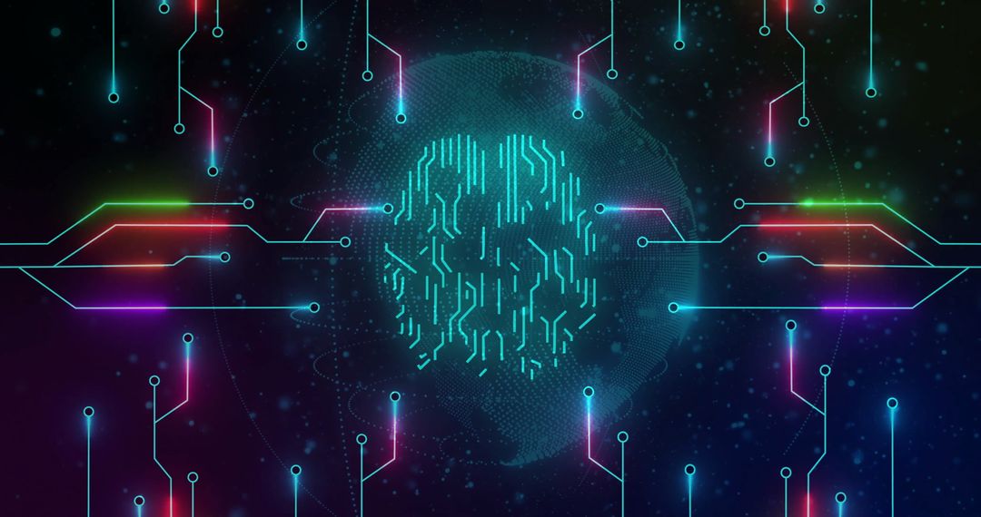 Digital Brain Processing with Futuristic Circuit Board Design