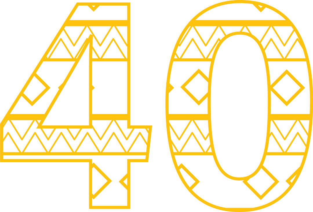 Stylish Yellow Number 40 with Pattern on Transparent Background