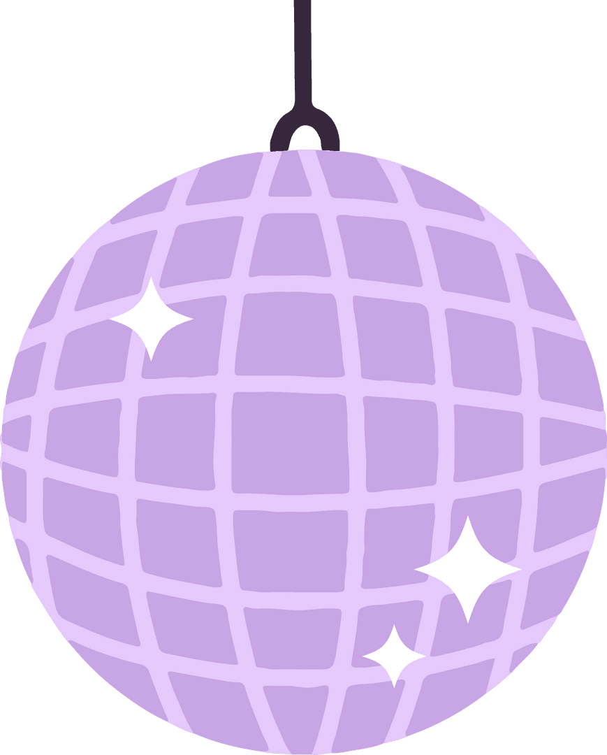 Purple Disco Ball Decoration with Transparent Background Sparkling