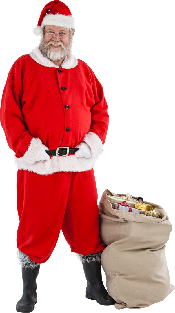 Transparent Santa Claus Standing with a Bag of Gifts - Download Free Stock Images Pikwizard.com