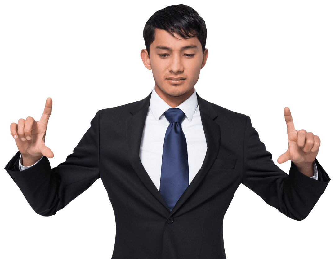 Transparent Asian Businessman Gesture Focus Isolated Background