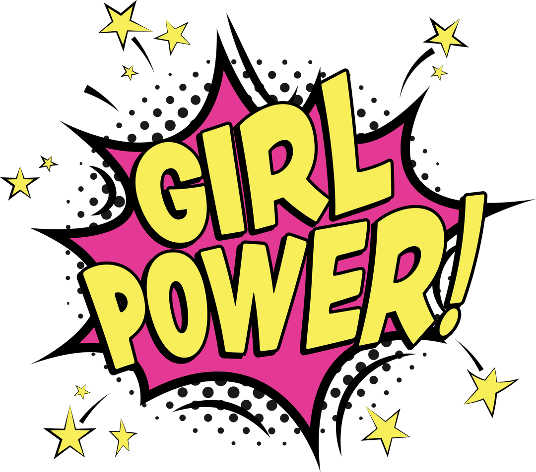 Colorful Girl Power Slogan on Transparent Background