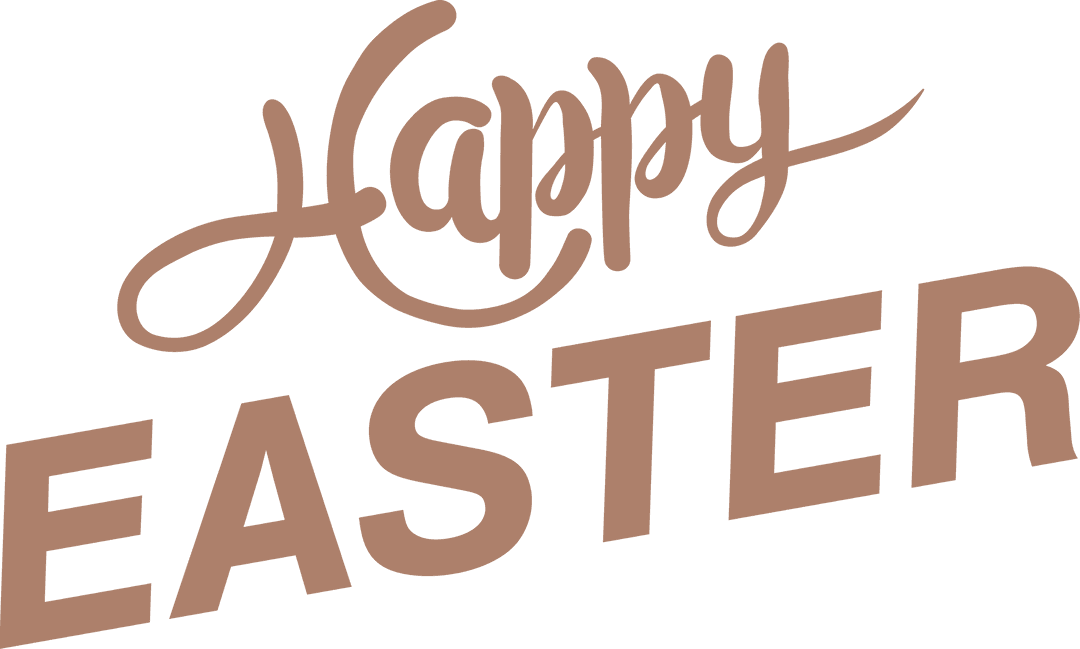 Happy Easter Text Typography on Transparent Background
