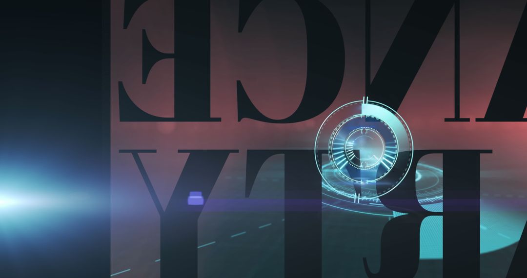 Futuristic Interface with Glowing Neon HUD Elements