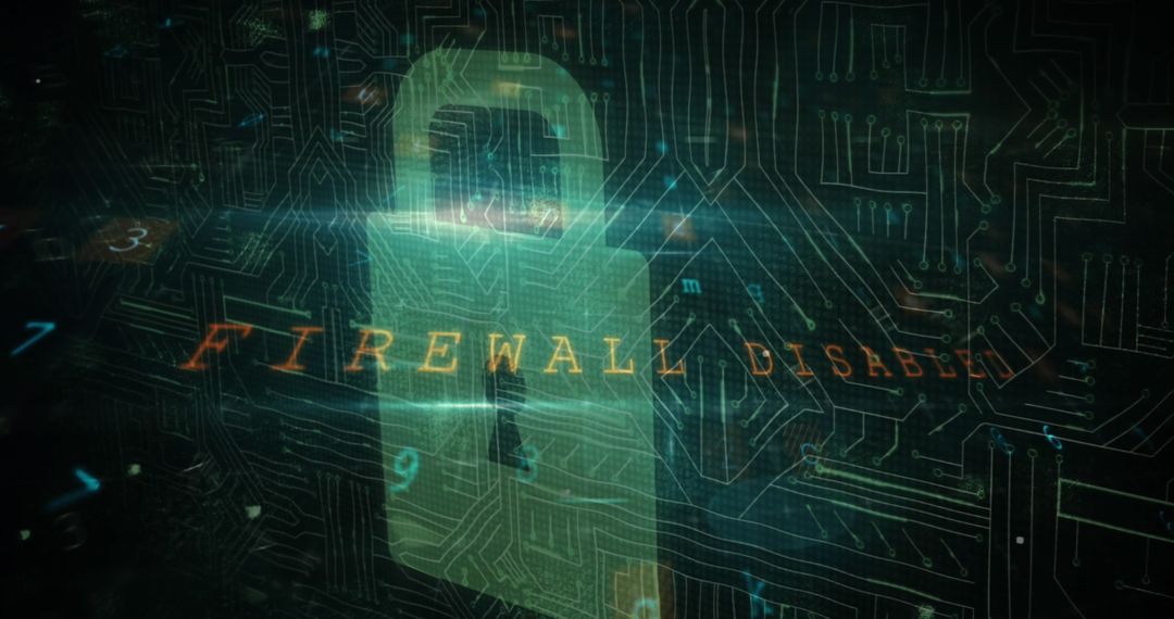 Digital Padlock with Disabled Firewall Notice