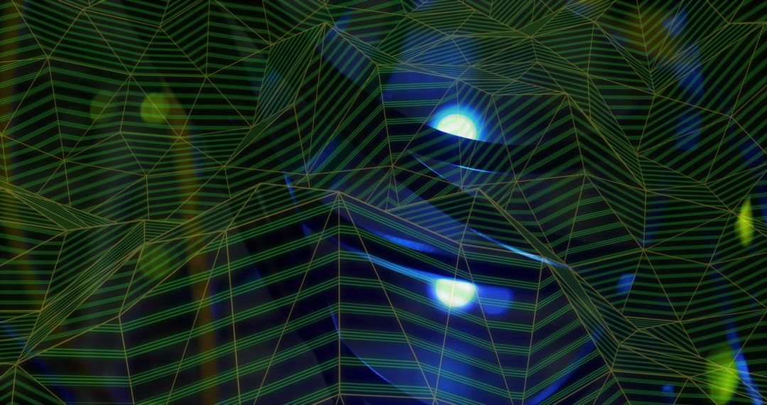 Abstract Global Network with Blue Lights on Dark Background