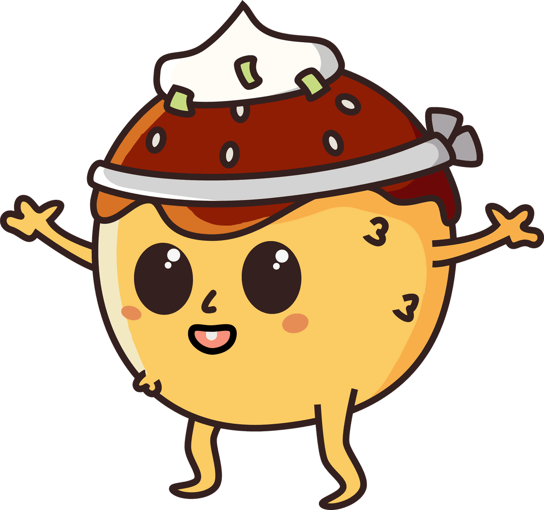 Cheerful Cartoon Food Character with Headband on Transparent Background