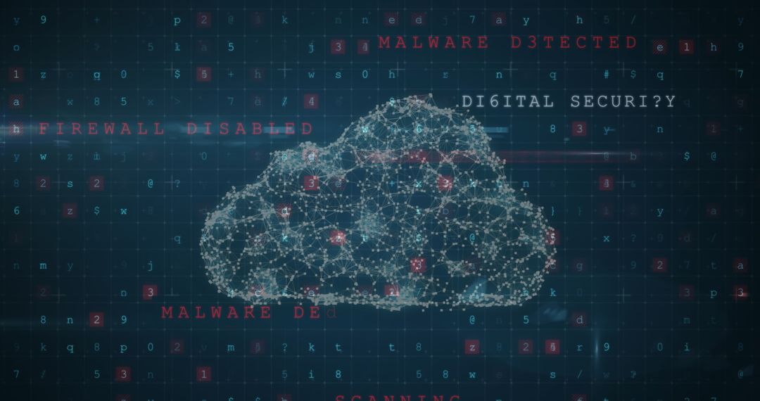 Digital Cloud with Cybersecurity Terms and Network Nodes - Free Images, Stock Photos and Pictures on Pikwizard.com