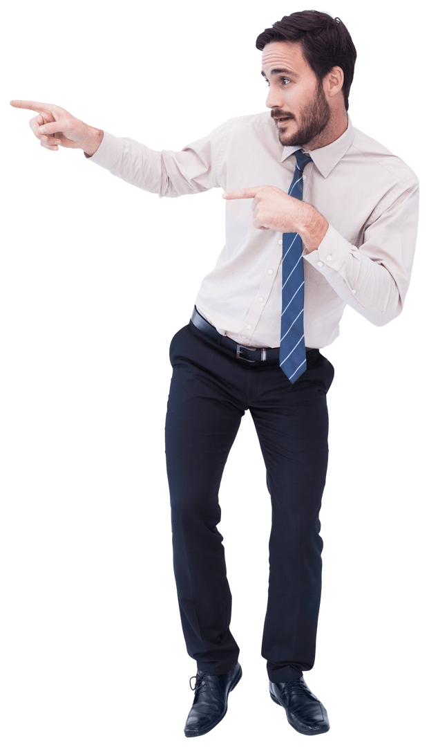 Confident Businessman Pointing with Both Hands Transparent PNG