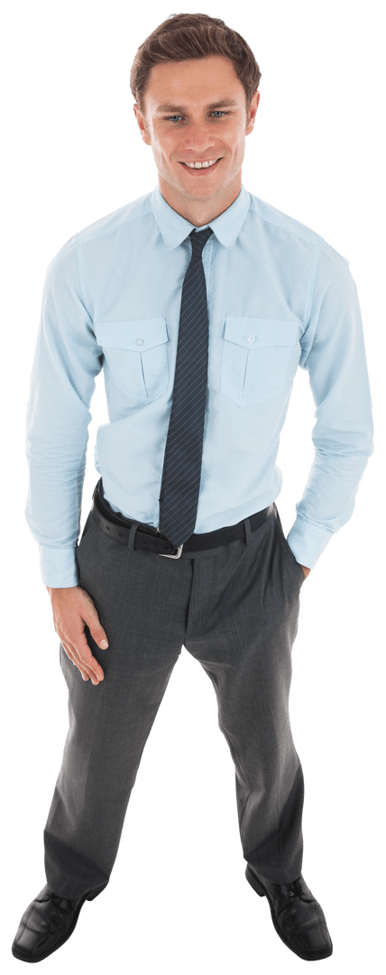 Transparent Elegant Businessman Standing with Confident Smile