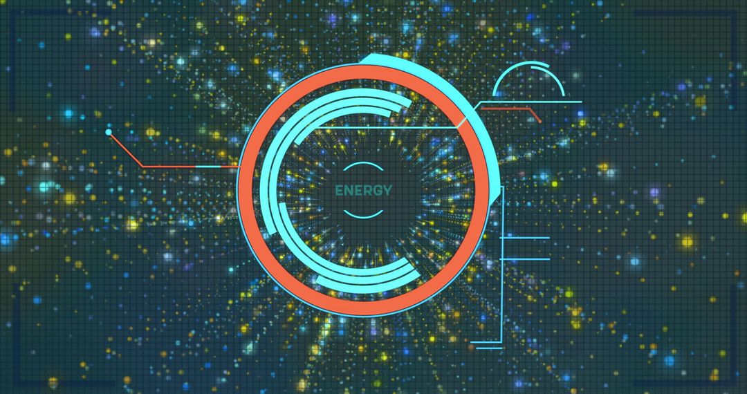 Futuristic Energy Gauge with Neon Data and Grids