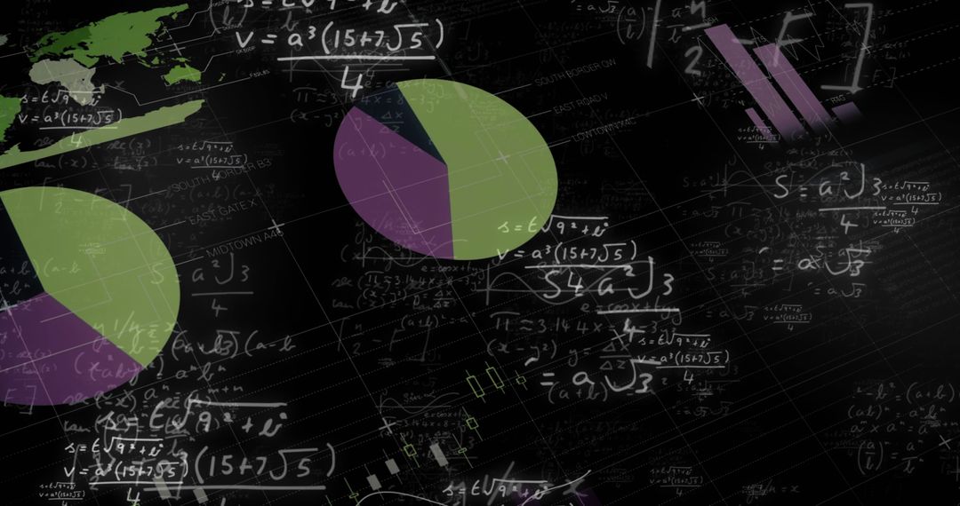 Digital Graphs and Equations on Black Background for Business and Education