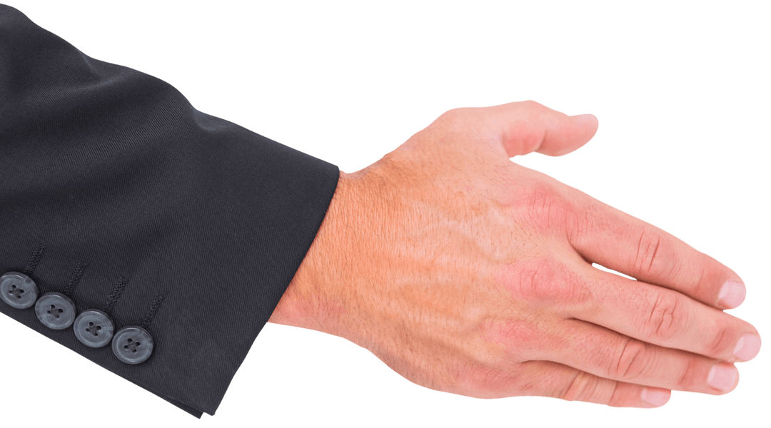 Businessman's Hand Extended for a Handshake Transparent Background