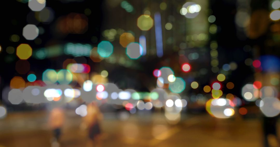 Colorful City Lights and Traffic Bokeh Background at Night