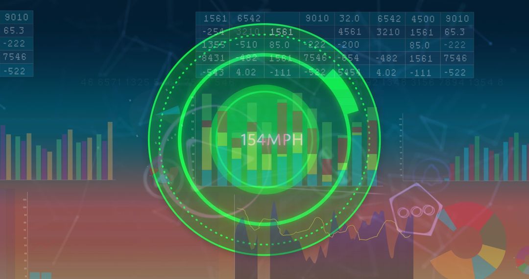 Abstract Speedometer With Digital Data and Graphs