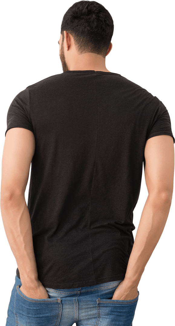 Transparent Rear View of Man in Casual Attire