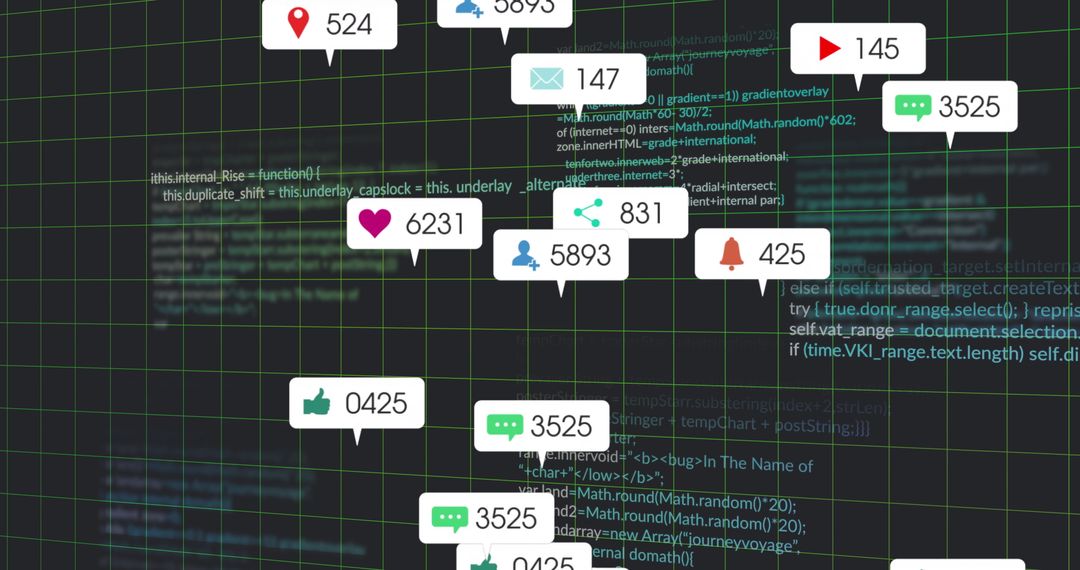 Social Notifications on Digital Code Interface Representing Data Interactivity