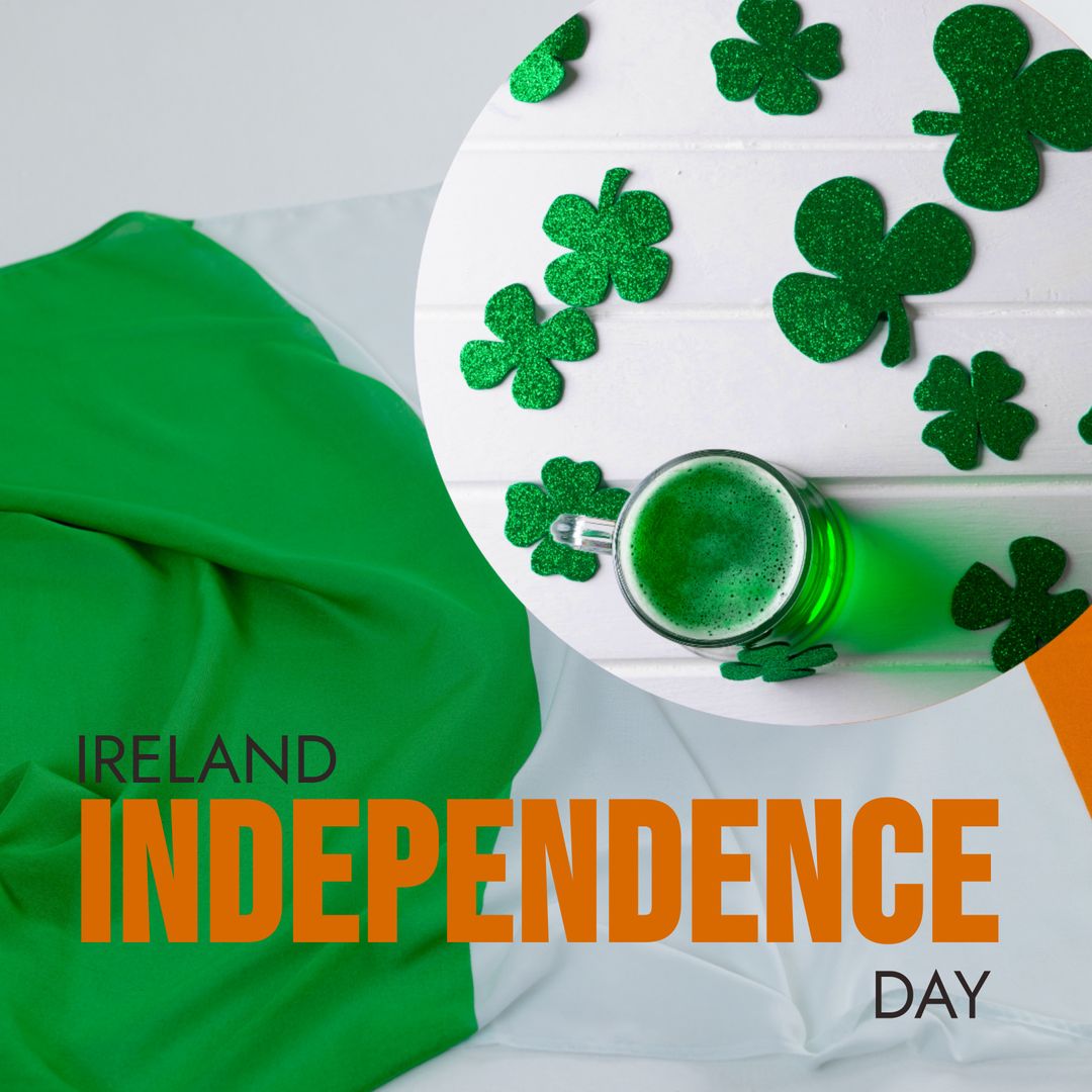Ireland Independence Day Celebration Elements on Green and White