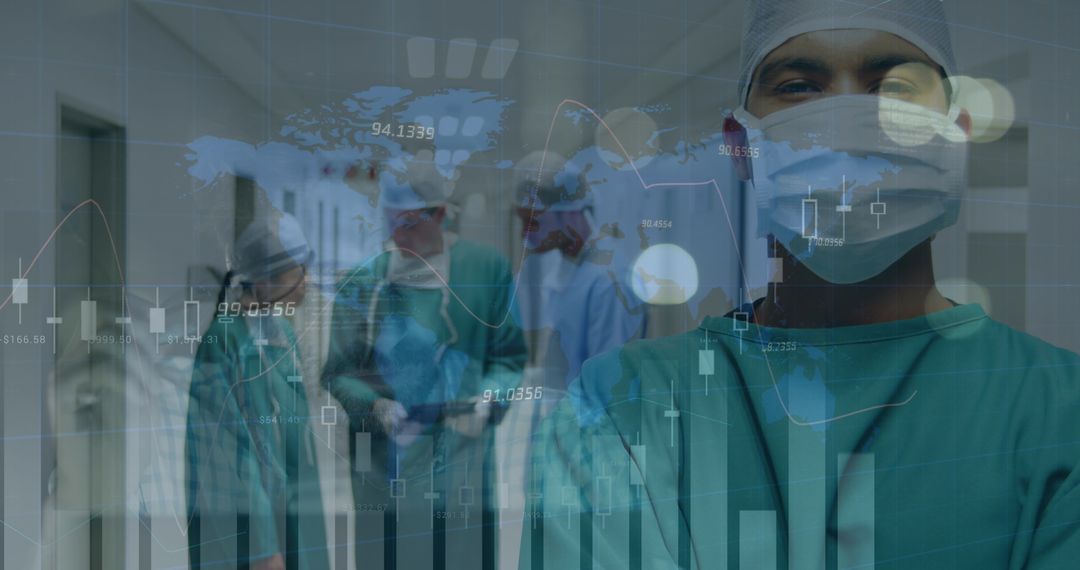 Surgeon with Global Data Visualization Concept