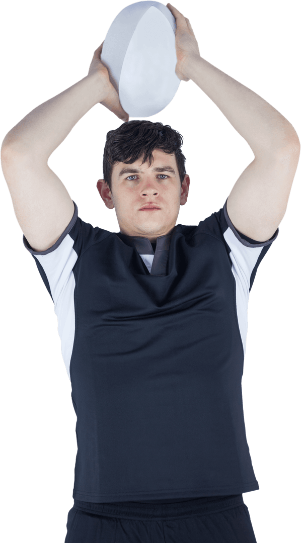 Rugby Player Throwing Ball with Transparent Background