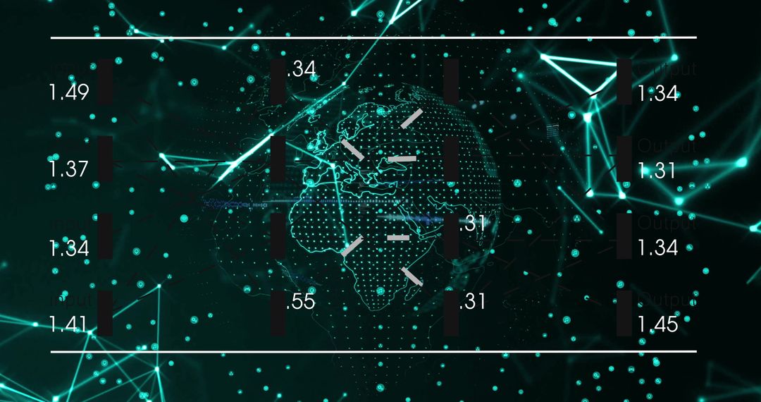 Futuristic Network Interface with Rotating Wireframe Globe