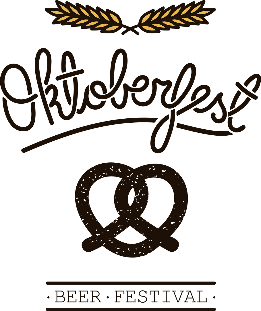 Decorative Oktoberfest Logo with Pretzel Transparent Background