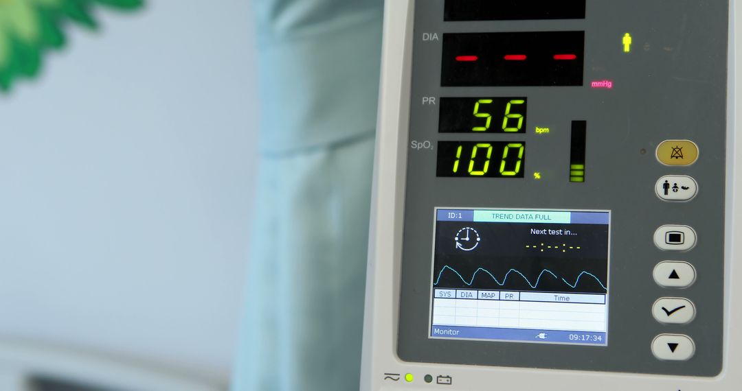 Close-Up of Vital Signs Monitor Display in Hospital Room - Free Images, Stock Photos and Pictures on Pikwizard.com