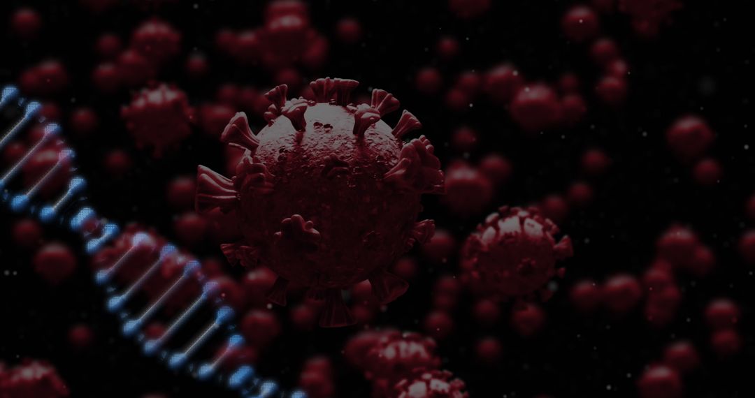 Coronavirus Viruses With DNA Strands Depicting Virus Genetics