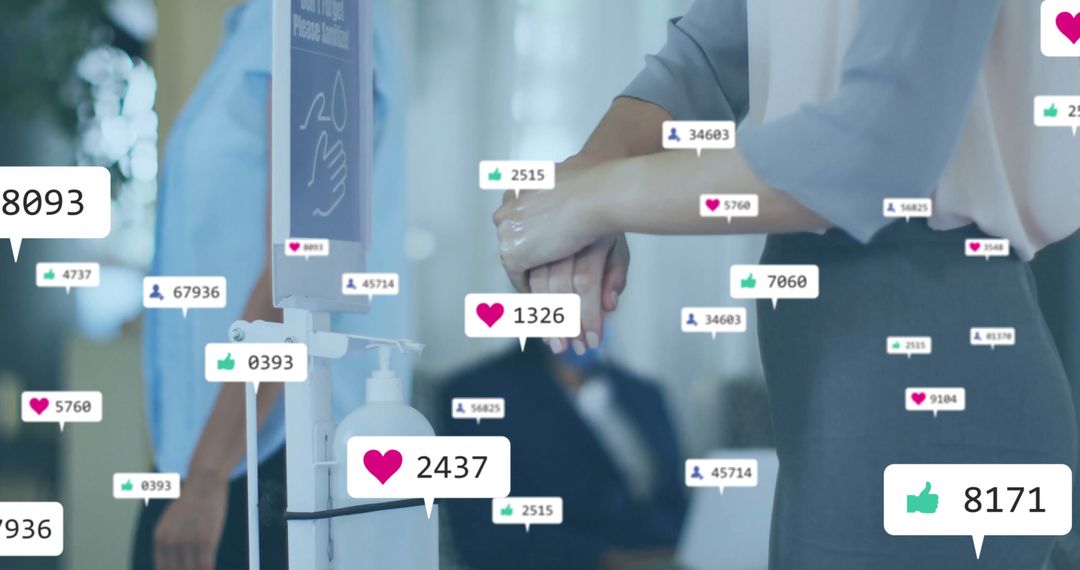 Social Media Overlay on Hand Sanitizing in Public Space