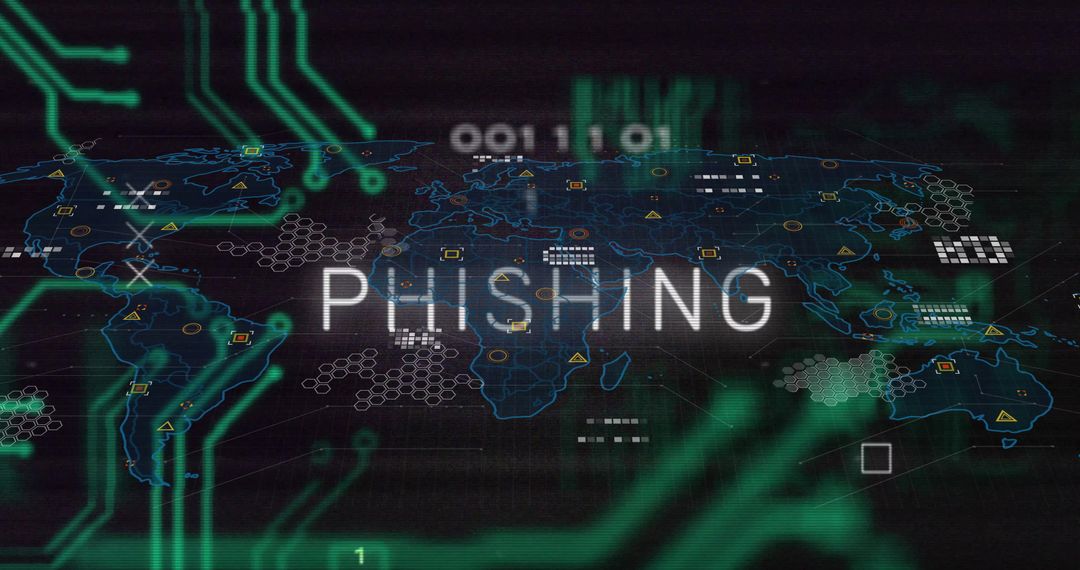 Digital Cybersecurity Concept with Phishing Alert on World Map