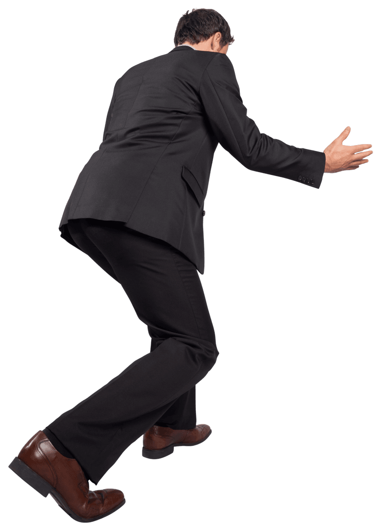 Businessman in Formal Suit Reaching Out on Transparent Background