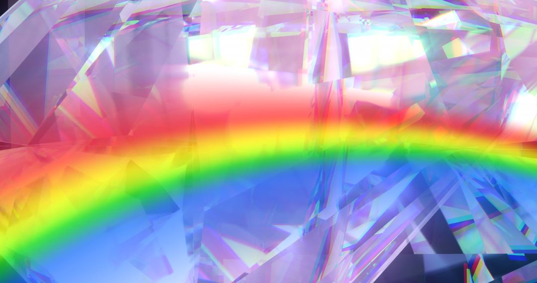 Vibrant Rainbow Reflection Over Crystalline Surface